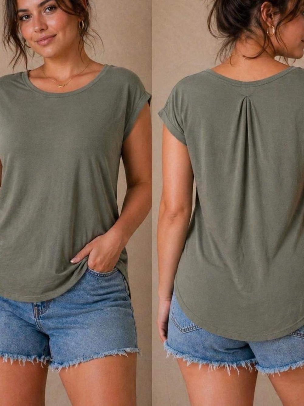 Athleta Olive Short-Sleeved Scoop Neck Tee
